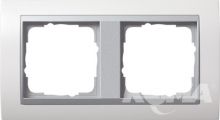Ramka podwójna aluminiowy Gira Event biały matowy